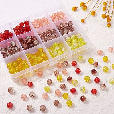 300Pcs 6 Colors Spray Painted Crackle Glass Beads CCG-SZ0001-11B-1