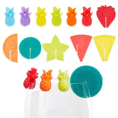 2 Sets 2 Style Silicone Wine Glass Charms AJEW-NB0005-70-1