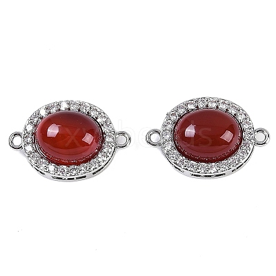 Natural Carnelian(Dyed & Heated) Oval Connector Charms KK-U043-50P-01-1