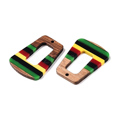 Jamaican Colour Epoxy Resin & Walnut Wood Pendants RESI-N039-122S-1