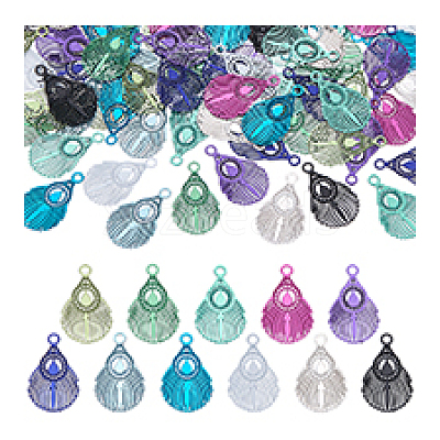 88Pcs 11 Colors Spray Printed 430 Stainless Steel Pendants STAS-PH0007-16-1