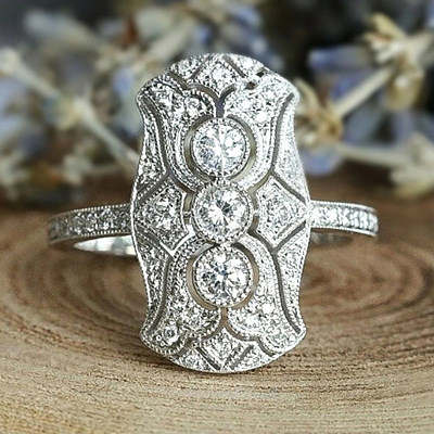Retro Brass & Cubic Zirconia Finger Rings FS-WGF6FC6-01-1