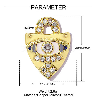 Brass Micro Pave Clear Cubic Zirconia Pendants CU-OY001-68G-1