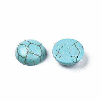 Craft Findings Dyed Synthetic Turquoise Gemstone Flat Back Dome Cabochons TURQ-S266-10mm-01-1