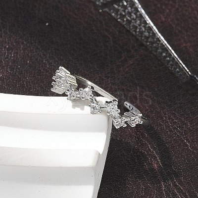Star Clear Cubic Zirconia Cuff Rings RJEW-G337-03P-1