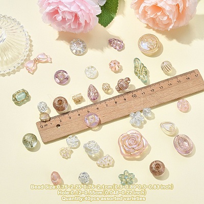 40Pcs 5 Colors Transparent Acrylic Beads MACR-YW0003-46A-1