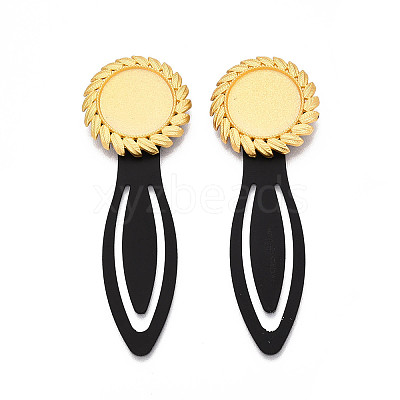 Alloy & Iron Bookmark Cabochon Settings PALLOY-N184-06G-1