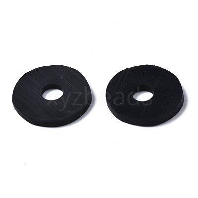 Flat Round Handmade Polymer Clay Beads CLAY-R067-12mm-42-1