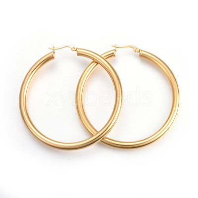 201 Stainless Steel Big Hoop Earrings EJEW-A052-19D-G-1