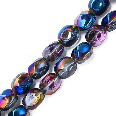 Electroplate Transparent Glass Beads Strands EGLA-N008-016-1