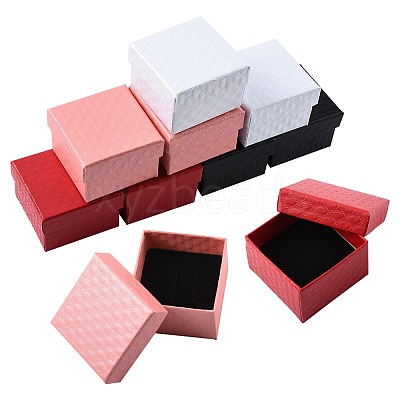 8Pcs 4 Colors Square Cardboard Ring Boxes CBOX-FS0001-08-1