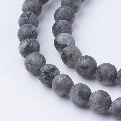 Natural Black Larvikite Bead Strands G-G735-57F-6mm-1