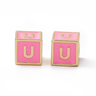 Rack Plating Brass Enamel Beads KK-B060-04G-05U-1