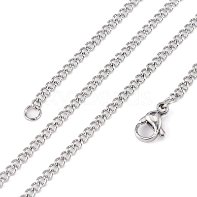 Tarnish Resistant Unisex Casual Style 304 Stainless Steel Curb Chain Necklaces STAS-O037-54P-1