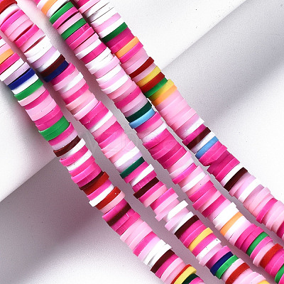 Handmade Polymer Clay Beads Strands CLAY-R089-6mm-096-1