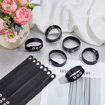 15Pcs Imitation Leather Simple Plain Cord Bracelet with Alloy Buckles BJEW-ME0001-06B-1