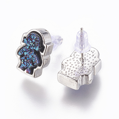 Brass Stud Earrings EJEW-J098-FP-1