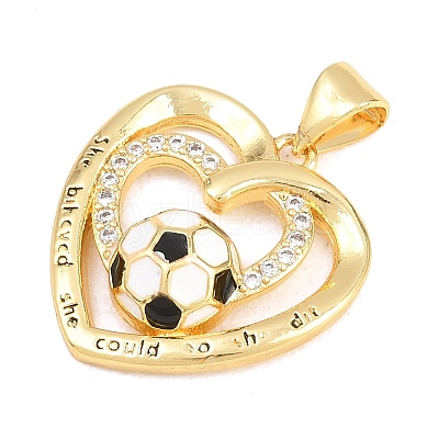 Football Brass Micro Pave Cubic Zirconia Pendants KK-A297-09D-G-1