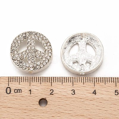 Peace Sign Alloy Crystal Rhinestone Beads RB-J451-01S-1