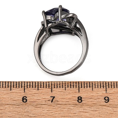 Heart Brass Micro Pave Cubic Zirconia Finger Rings FS-WG4D14B-07-1