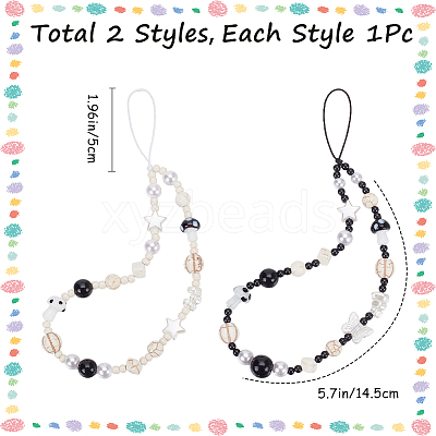 2Pcs 2 Colors Plastic Mobile Straps HJEW-GF0001-44-1