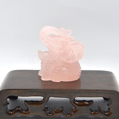 Natural Rose Quartz Carved Healing Elephant Figurines ELEP-PW0001-55B-1