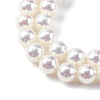 UV Plating Pearlized Glass Pearl Beads Strands GLAA-F128-01A-T1-1