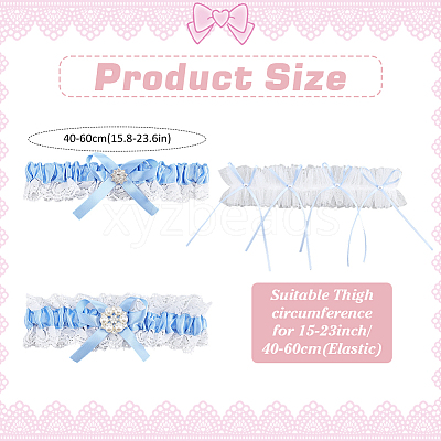 2Pcs Polyester Bride Bowknot Garter Leg Ring for Women AJEW-ME0003-25-1