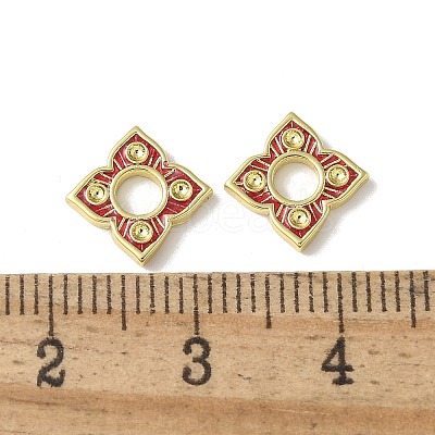Flower Brass Enamel Beads KK-P290-11G-03-1