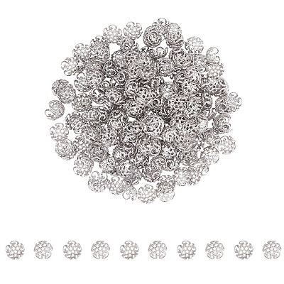 5-Petal 304 Stainless Steel Bead Caps STAS-UN0001-50P-1