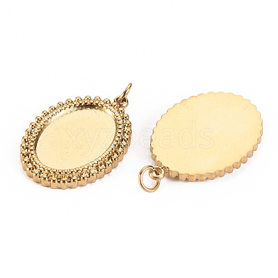 304 Stainless Steel Pendant Cabochon Settings X-STAS-S116-243G-1