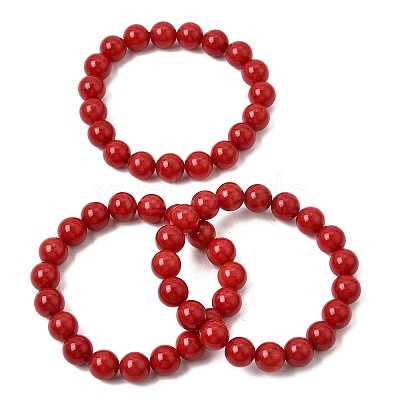 10MM Natural Dyed White Jade Round Beaded Stretch Bracelets for Women GG-CBA3F02-12B-1