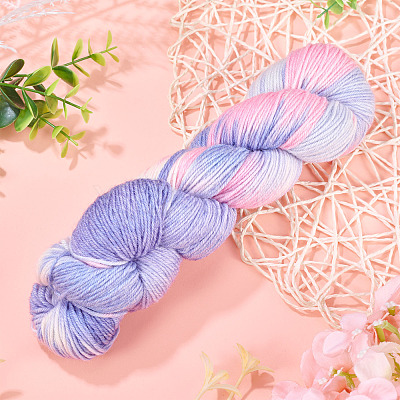 1 Skein 80% Wool 20% Acrylic Fiber Rainbow Segment Dyed Yarn OCOR-TA0003-02C-1