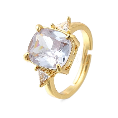 Brass Micro Pave Cubic Zirconia Finger Rings for Women RJEW-F181-11G-01-1