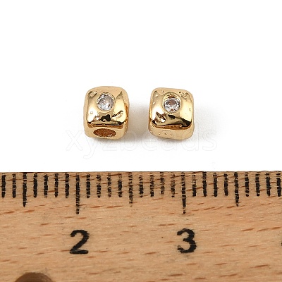 Brass Clear Cubic Zirconia Beads KK-D106-10G-1