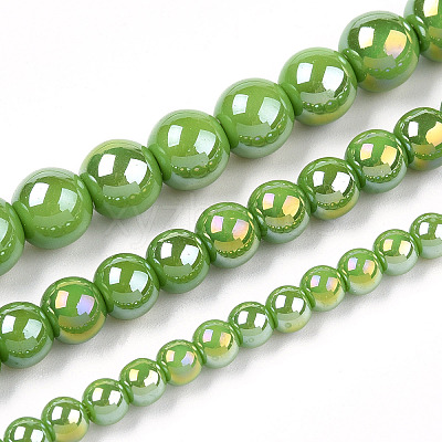 Electroplate Opaque Glass Beads Strands X-GLAA-T032-P6mm-AB06-1
