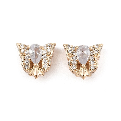 Rack Plating Brass Micro Pave Cubic Zirconia Beads KK-F879-08G-1