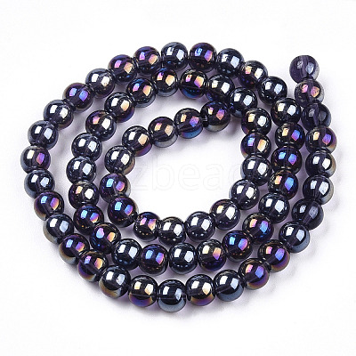 Electroplate Transparent Glass Beads Strands GLAA-T032-T6mm-AB03-1