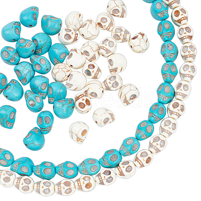 4 Strands 2 Colors Synthetical Turquoise Beads Strands TURQ-NB0001-16-1
