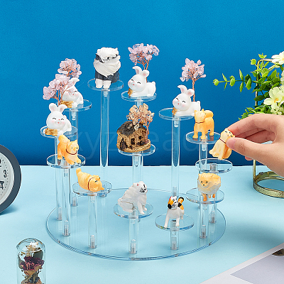 13-Tier Flat Round Acrylic Minifigures Organizer Display Risers ODIS-WH0038-35-1