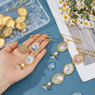 8Pcs 4 Style Iron Brooches JEWB-FH00044-1