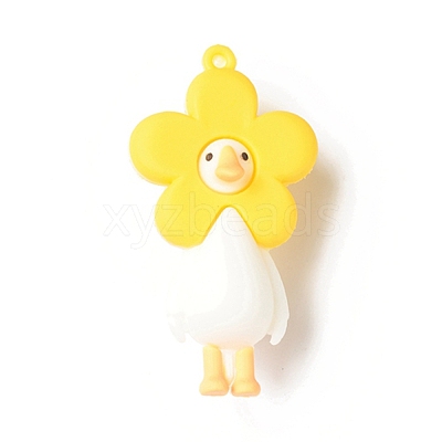 Opaque Resin Cute Duck Big Pendants RESI-D065-B05-1