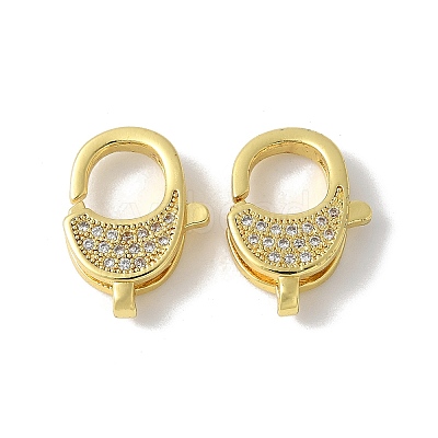 Brass Micro Pave Cubic Zirconia Lobster Claw Clasps KK-F893-06G-1