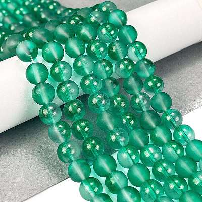 Frosted Transparent Glass Bead Strands GLAA-P065-8mm-14-1