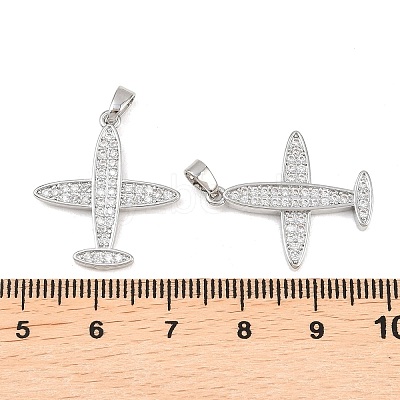 Brass Micro Pave Clear Cubic Zirconia Pendants KK-G549-18E-P-1