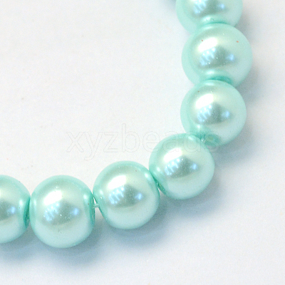 Baking Paint Pearlized Glass Pearl Round Bead Strands HY-Q330-8mm-45-1
