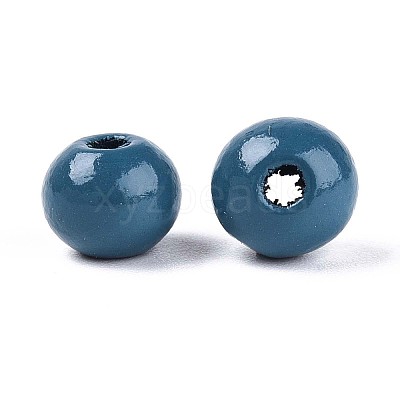 Spray Painted Round Natural Schima Wood Beads WOOD-A018-8mm-16-1
