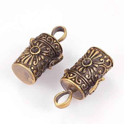 Brass Prayer Box Pendants KK-K176-17AB-1