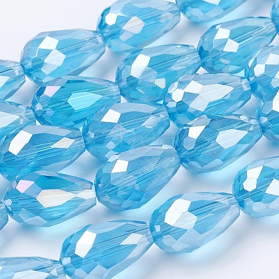 Electroplate Glass Beads Strands LS-EGLA-D015-12x8mm-22-1