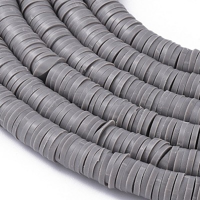 Flat Round Handmade Polymer Clay Beads CLAY-R067-6.0mm-40-1